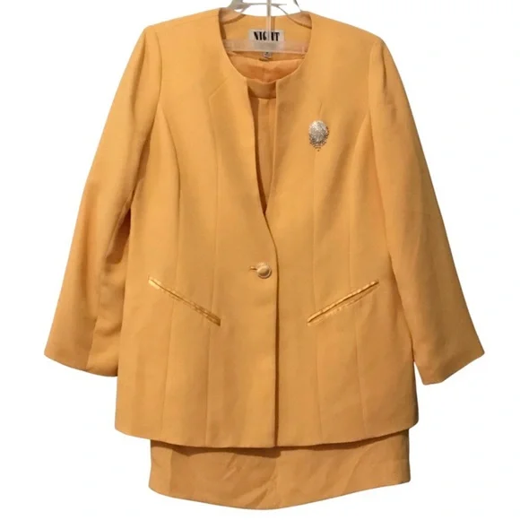 chinese dress ladies SoloveDress Women's 3 Piece Gold Solid Suit